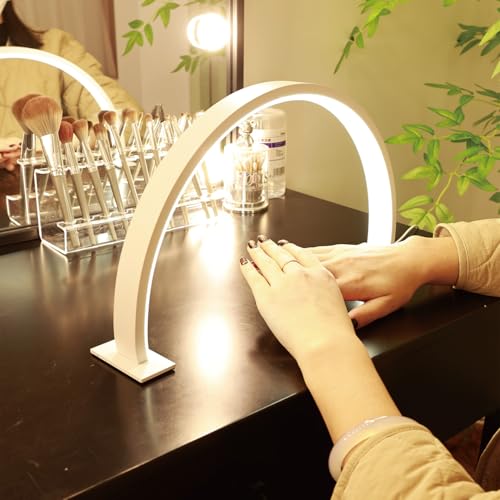 AiPaiTe L52 cm (20,47 pulgadas), H30 cm (11,81 pulgadas) Lámpara de media luna, lámpara de mesa para cortar pestañas, lámpara de lectura, lámpara de uñas para mesa de uñas, iluminación interior
