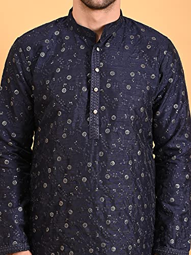 Image of Uri and MacKenzie Embroidery Silk Men's Kurta Pyjama Set
