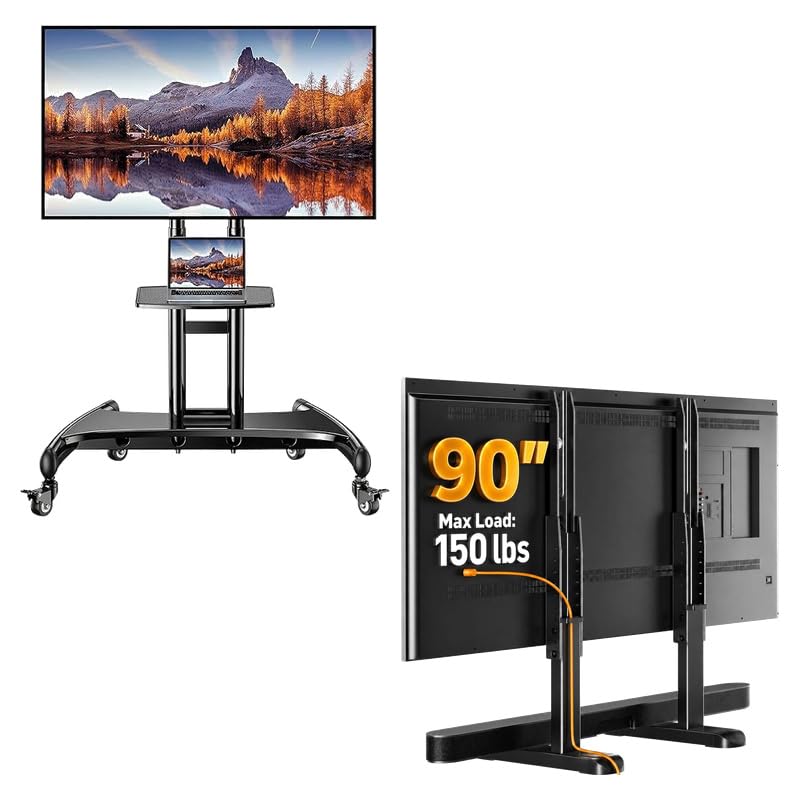 Perlegear Rolling TV Stand &amp; Universal TV Stand Legs PGTVMC05-1&amp;PGTVS20
