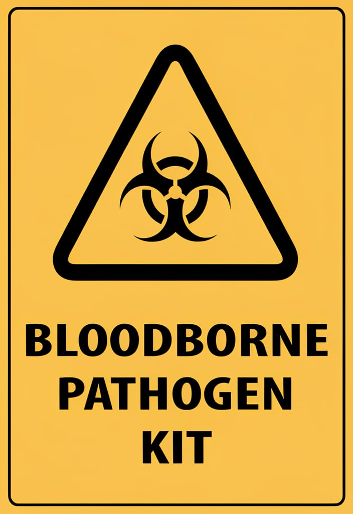 peiyeety Bloodborne Pathogen Kit Tin Sign 12x8 Inch – Yellow Biohazard Warning Metal Wall Decor Plaque with Rounded Corners & Pre-Drilled Holes for Clinic, Lab, Workplace, Garage, Gift
