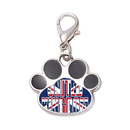 DIYthinker?United Kingdom UK Flag Name Pet Tag Keychain Dog Cat ID