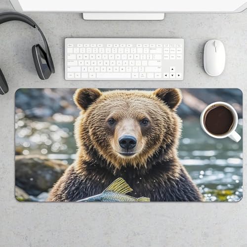 Protector de Escritorio Bear Holding Fish Grande Impermeable miniatura 5