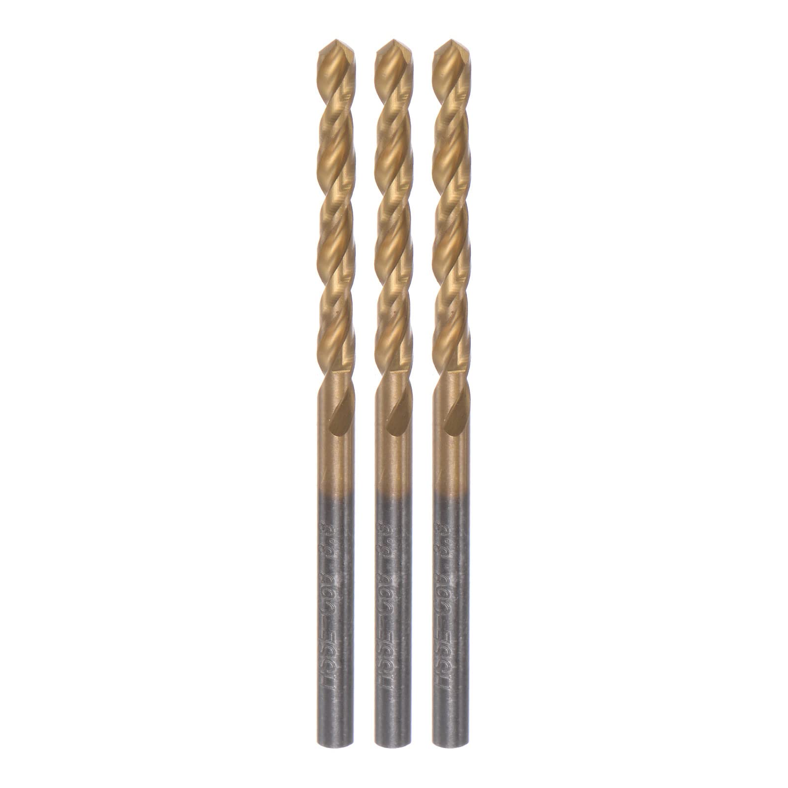 3pcs Hélicoïdal Perceuse Bits 3.5mm Titane Enduit (HSS-E) M42 Haute Vitesse