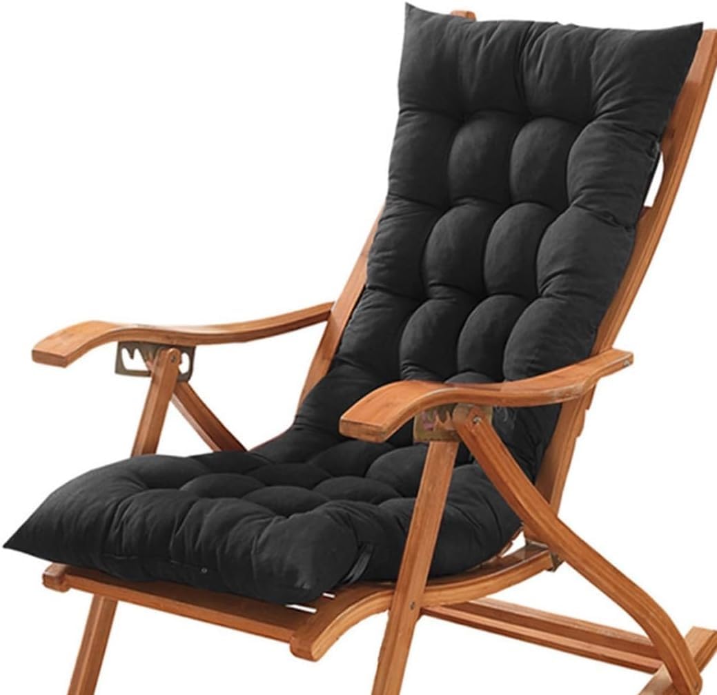 High Back Chair Cushion Wooden Rocking Relaxer Pads Portable Thick Soft Lounger Cushion Seat Cover for Travel Holiday Indoor Outdoor(Black,53x53cm/20.8x20.8in)