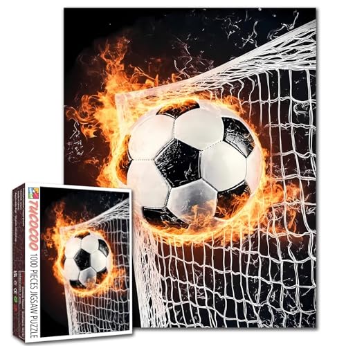 1000-teilige Puzzles für Erwachsene Ball Sport Malerei Jigsaw Puzzle Feuer Fußball 1000 Teile Puzzles Fußballspiel DIY Basteln Magisches Puzzle Kunst Schlafzimmerdekor (bunt)