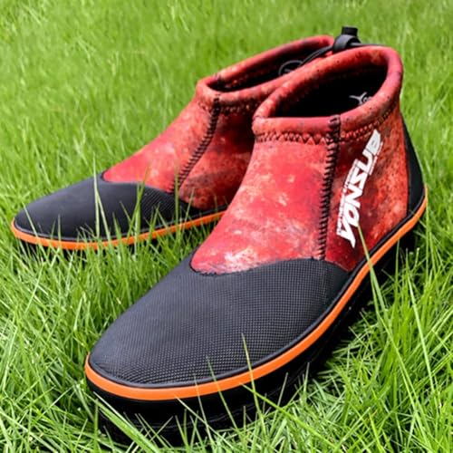 Rehoetom Zapatos de neopreno de 3 mm para hombre para pesca en roca, suela de fieltro con clavos de acero, agarre antideslizante para playa y barro, calzado unisex para exteriores (11 (45))
