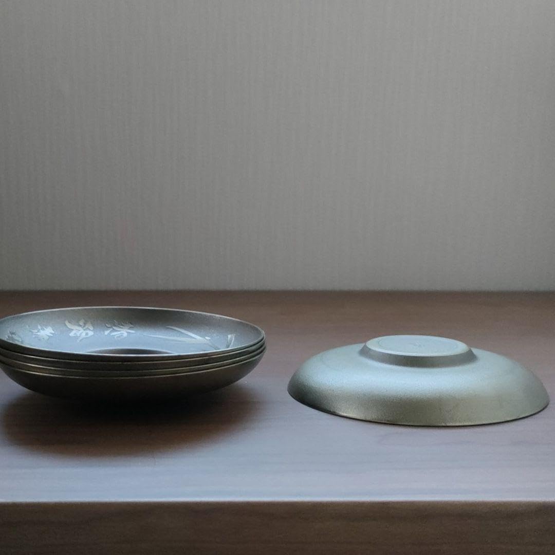 茶托 純錫製 煎茶道具 昇峰作 5客セット 錫製 茶托 茶器