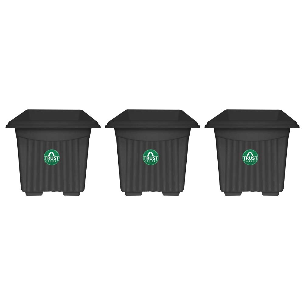 TrustBasket Black Planters - Set of 3 -6 TrustBasket Black Planters - Set of 3 -6