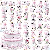 14 Pieces Mini Cute Cow Animals Miniature Figurines Toys Cow Cake Toppers Resin Garden Miniature Moss Landscape DIY Terrarium Crafts Ornament for Cake Decoration Garden Home Party Decor