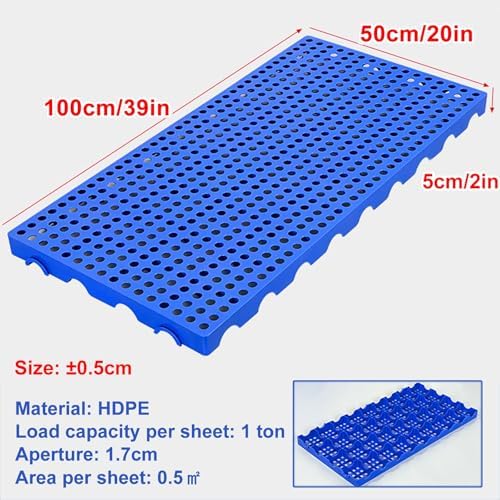 2 Pack Lightweight Waterproof Plastic Pallets, Nestable Anti-Slip Storage Grids for Garage, Warehouse & Supermarket - Durable Red Breathable Floor Pads for Efficient Organization