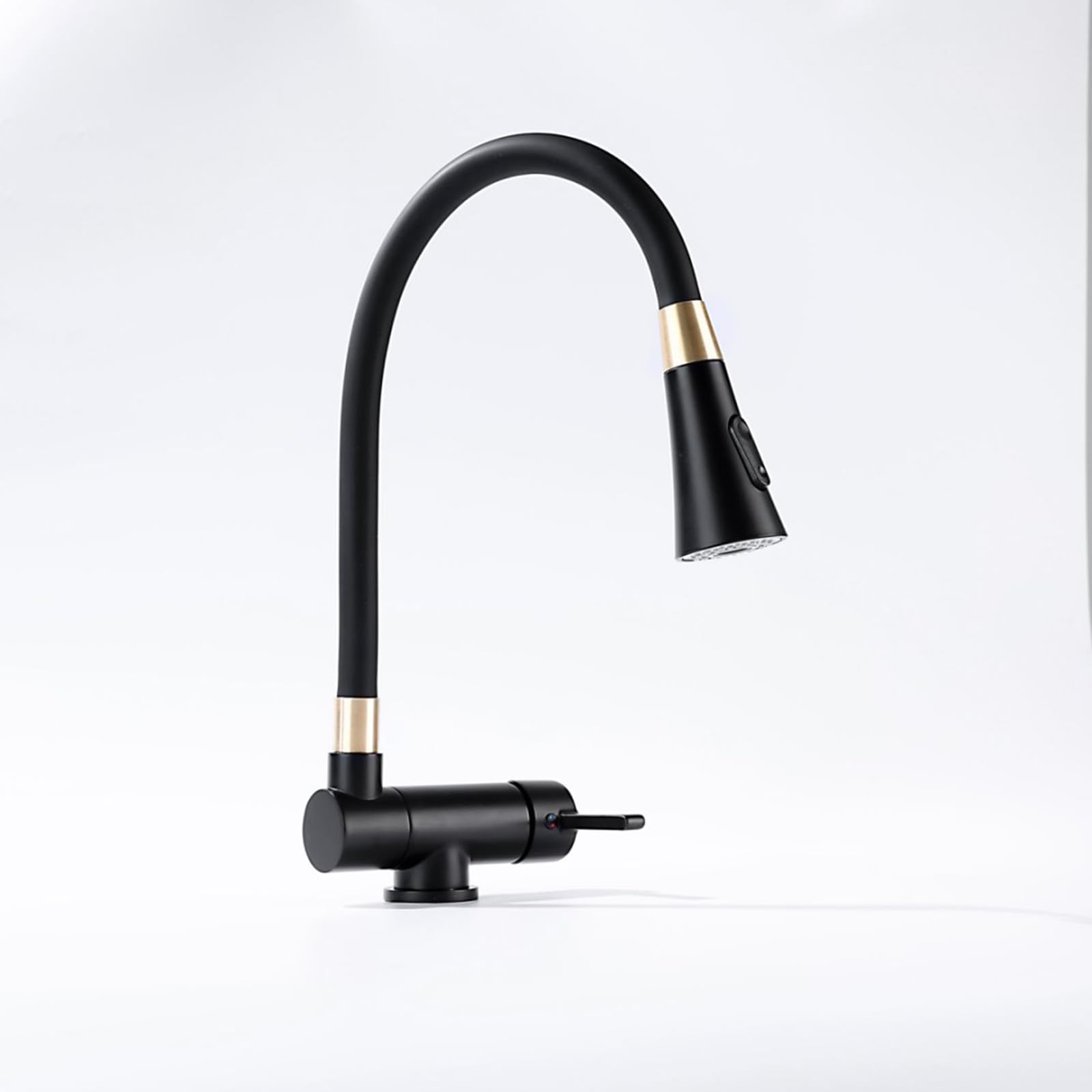 ZYCHSJXA Folding Kitchen Mixer Tap Flexible 360 Swivel Faucet Hot and Cold Water Sink Black+Gold