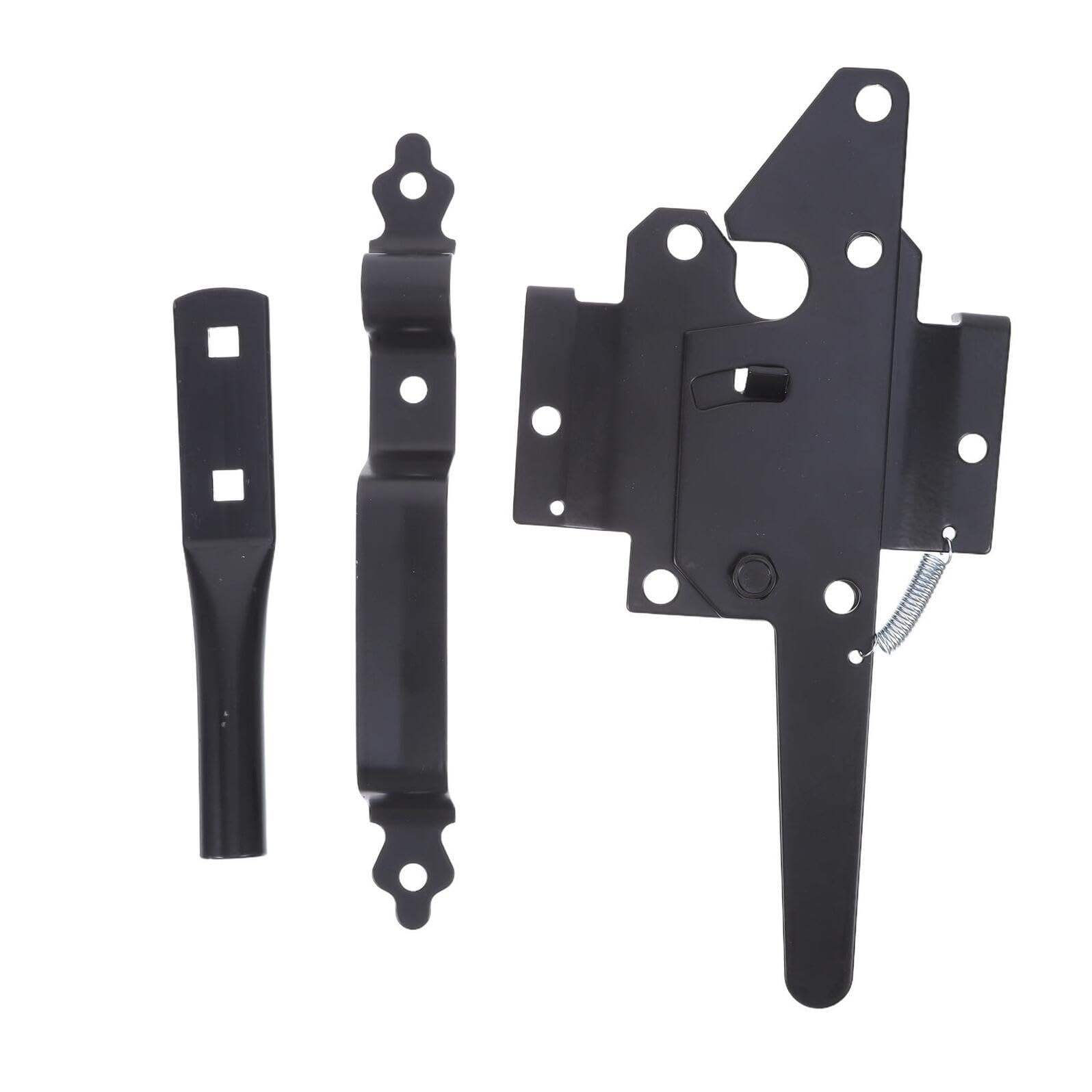 Lurrose Cerradura de Puerta para Valla Pestillo Automático por Gravedad, Acero al Carbono Negro Resistente, Pestillo Exterior para Puertas de Madera o Pvc, Bloqueo Seguro para Jardín