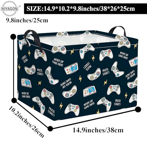 Image of Rectangular Valentines Basket Fabric Storage Bin Storage Boxes Collapsible Storage Basket for Clothes Books Shelves Basket(Blue Game)
