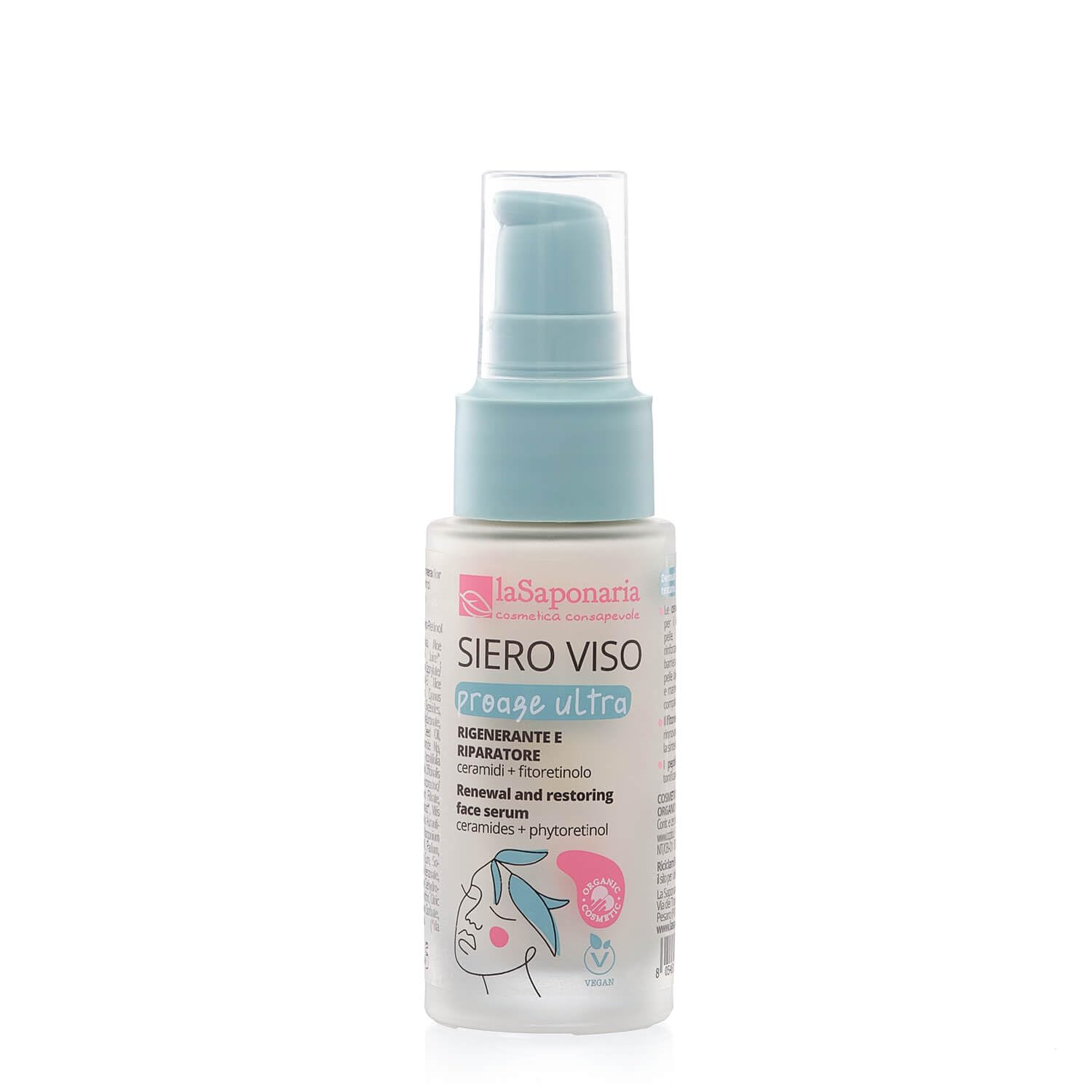 La Saponaria | Siero viso Proage Ultra, Rigenerante e riparatore, Ceramidi + Fitoretinolo, 30ml