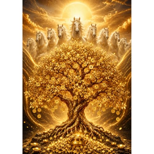Image of Nivin Stores Golden Money Tree Wall Poster Set of 6 (12x8 Inch, A4, Unframed) | Luxury Wealth & Prosperity Art Prints for Living Room, Bedroom, Office & Home Decor | Premium Golden Tree Wall Art for Gift & Decoration