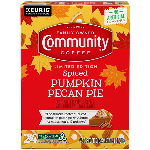 Image of Community Coffee K-Cup Coffee Pods, Spiced Pumpkin Pecan Pie, Naturally Flavored Coffee for Keurig Coffee Makers, 100% Arabica, Limited Edition, 24 Count (Pack of 4)