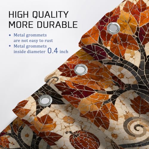 Rideau de douche imperméable grand format anti-éclaboussures imprimé feuille arbre automne - 5
