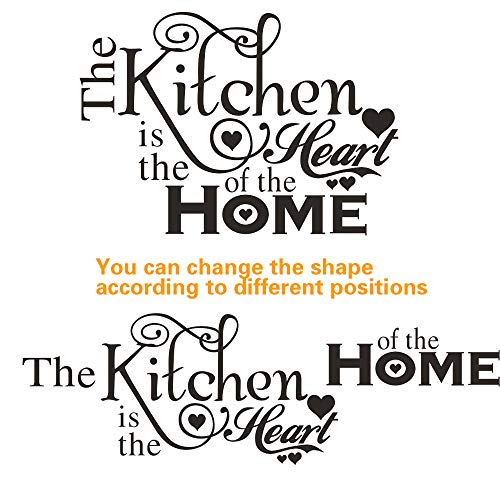 Kitchen Tools And The Kitchen Is The Heart Of The Home Lovely Quote Vinyl Wall Decals, Removable Knife Fork Spoon Art Diy Quotes Stickers For Kitchen Livingroom Dining Room Home Decoration, Set Of 2 #TOP5