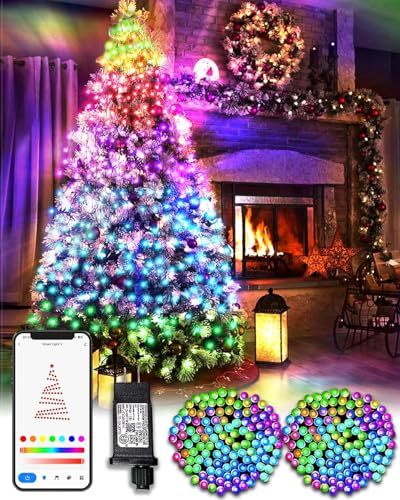 DOTWAYAW Smart Christmas Lights Outdoor 40M 400 LEDs Smart Fairy Lights App Controlled with RGB + 16 Million Colors Changing LED String Lights IP65 Waterproof (2.4Hz)