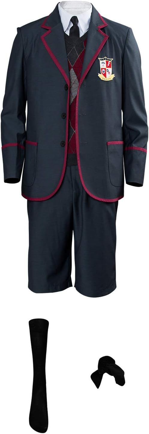 Adult The Umbrella Academy Boys School Uniform Outfit Cosplay Costume (L, Kids)