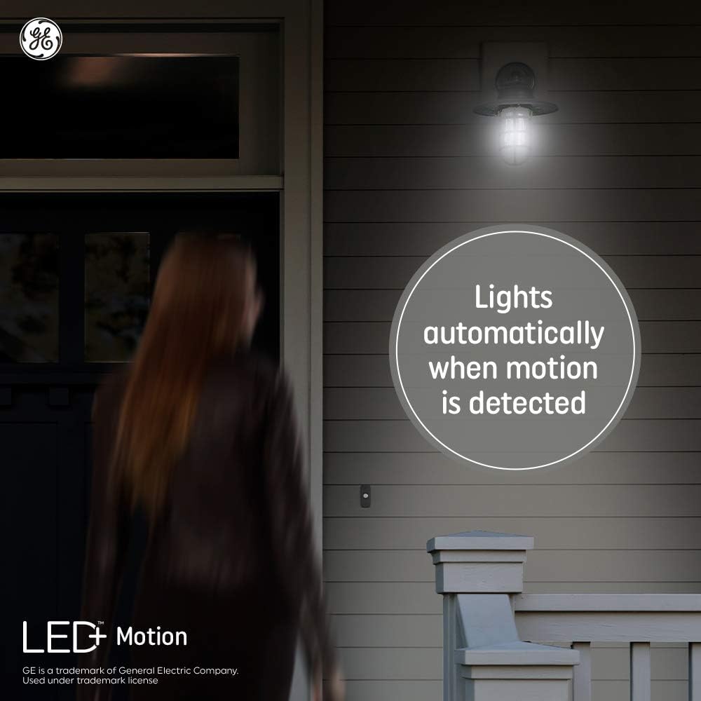 Get Special Price GE LED+ Outdoor Security Flood Light Bulb with Motion Sensor, Warm White, Medium Base, 90 Watt Replacement (Pack of 1)