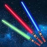 YukiHalu 3-Pack Light Up Saber, Light Swords with FX Sound and Realistic Handle, Expandable Sabre for Halloween Dress Up Parties Birthday Christmas Galaxy War Fighters