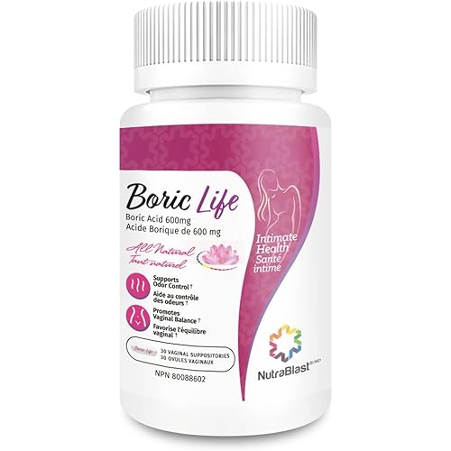 NutraBlast Boric Acid Vaginal Suppositories - 100% Pure Made in USA - Boric Life Intimate Health Support (30 Count)