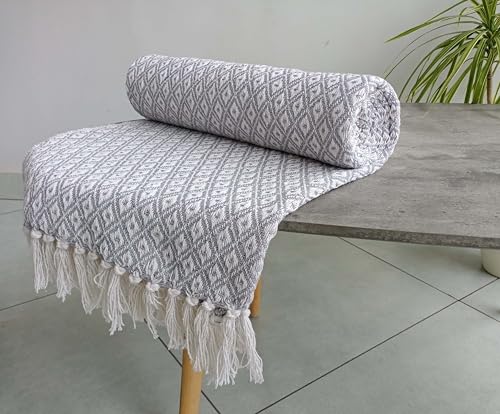 Rapport Home Eden 100% Recycled Cotton Throw 178 x 254cm Silver, 178 x 254 cm