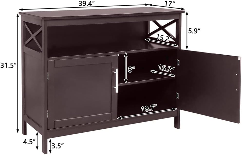 Kitchen Sideboard Antique Stackable Storage Cabinet Wooden Cupboard Server Buffet Console Table for Home Living Room