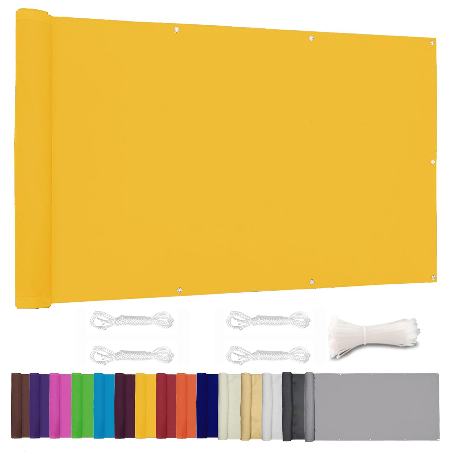 Lingle888 Balcony Privacy Screen for Backyard Deck Patio Balcony Fence Porch Sun Shade PVC UV Protection Sun Wind 8 Days Delivered 14 Colors 20 Sizes 420D(Yellow,0.4x6m) — image 1