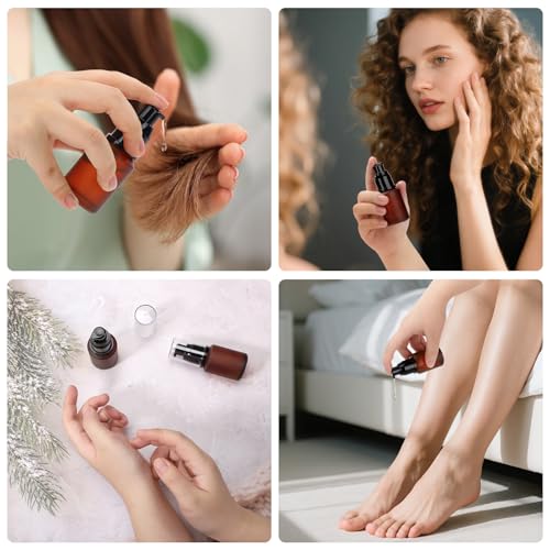 Image of Segbeauty 1oz Frosted Glass Pump Bottle Dispenser Refillable, Pack of 3 Red Empty Small Lotion Bottle Travel Size Makeup Pump Dispensers, 30ml Leak Proof Glass Travel Bottles for Toiletries