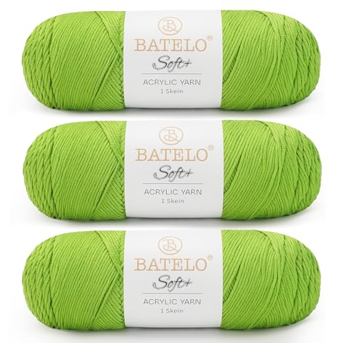 Image of Soft Pear Green Yarn 1008 Yards - 3 Pack Acrylic Yarn of 200g /7.5oz - 4 Medium (Worsted) - Crocheting, Knitting, Amigurumi, Craft