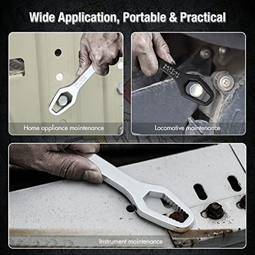 Universal Torx Wrench Double-Head Self-Tightening Wrench, 8-22Mm Universal Wrench, Chrome Vanadium Steel Adjustable Wrench Non-Slip Multi-Purpose For Most Of Nuts And Bolts Repair(Black+Silver) #TOP4