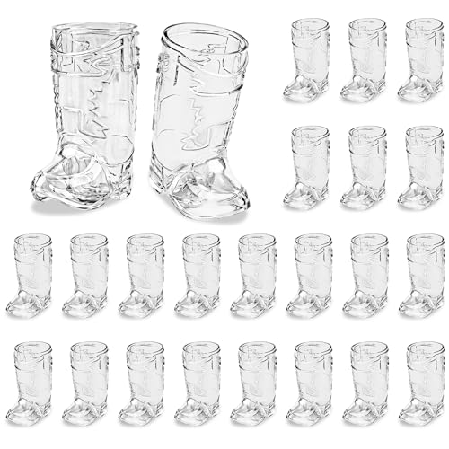 Image of Cowboy Boot Shot Glasses, 24 Pcs 1 Oz Mini Plastic Boot Cups (Clear)