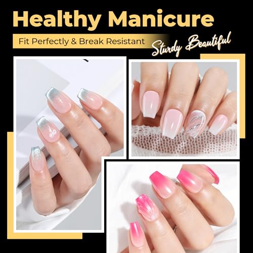 Image of UNA GELLA 600Pcs Short Coffin Nail Tips, Short Coffin Gel Nails Tips Pre Etched 12 Sizes Soft Gel Fake Nails Tips Pre-file Full Cover for Nail Extension Home DIY Salon with Box