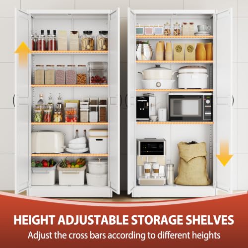 Image of PAOFIN 71 inch White Metal Storage Pantry Cabinet