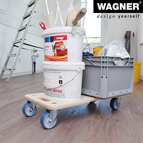 WAGNER Transportroller Transporthilfe I Schichtholz 59 x 29 x 11 cm, Tragkraft 300 kg I Möbelroller für Umzüge I Schwerlastrollbrett mit Soften Rollen I Griffmulden & Tragegriff I FSC® I Made in DE