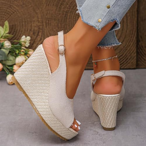 Sandalias de cuña mujer con plataforma y punta abierta estilo casual verano 4