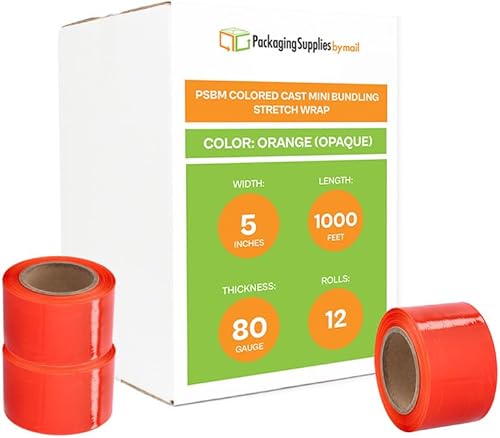 Vista 19 de PSBM - Mini envoltura elástica negra con asa, paquete de 12, 5 pulgadas x 1000 pies, calibre 80, adhesivo de plástico de tinte oscuro/opaco