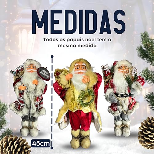 Papai Noel Decoração Natal - Boneco Noel - Enfeite Natalino Decorativo Luxo Grande - ECOMLAR® (PAPAI