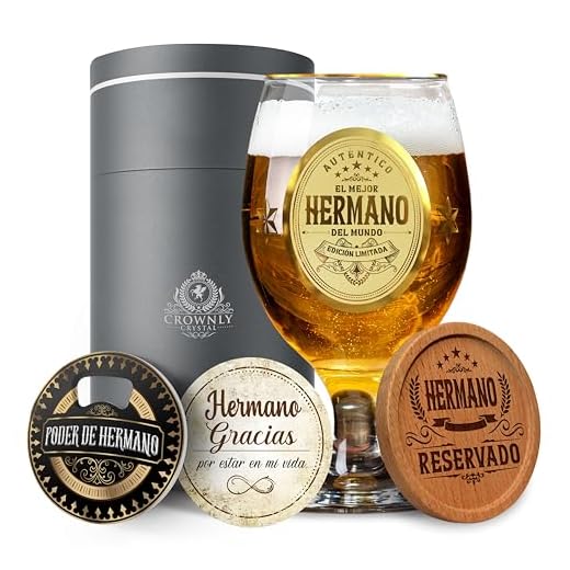 CROWNLY CRYSTAL® Regalos Hermano Copas De Cerveza Regalos Personalizados Regalos Originales Para Hermanos Regalos Originales Para Hombre Regalo Cumpleaños Hombre Regalo Original Copa Cerveza
