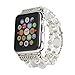GEMEK Compatible with White Apple Watch Band 38mm 40mm Women Agate Pearl Bracelet Strap, Fashion Handmade Elastic Replacement for iWatch Bands Series 4 3 2 1 Girls Wristband (Silver 38mm)