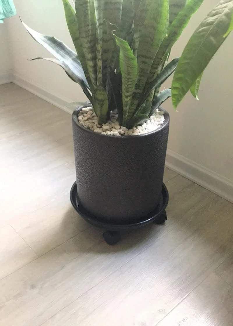 Plant Caddy with Wheels Heavy Duty,4 Pack of Plant Pallet Caddy,Round Potted Plant Stand Mover,Rollers Dolly Trolley Tray with Wheels (15.5" 4pcs Black)