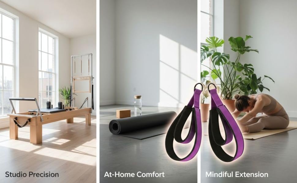 Correas de doble bucle para pilates morado vibrante de nailon acolchado 5