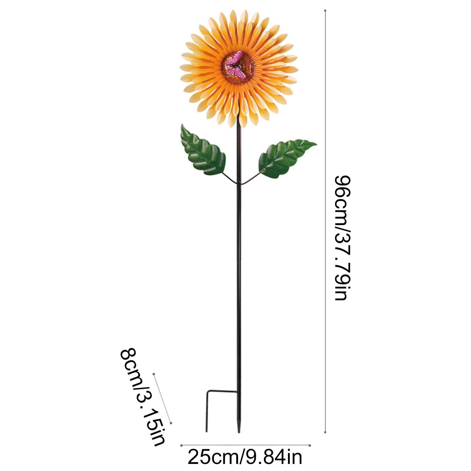 Molino de viento de girasol, molinillo de viento de girasol, molinillo de planta de flor con estaca de mariposa al aire libre, molinillo de viento de metal para jardín, balcón, patio, jardín y | Estacas decorativas para jardín, cartel giratorio de giras