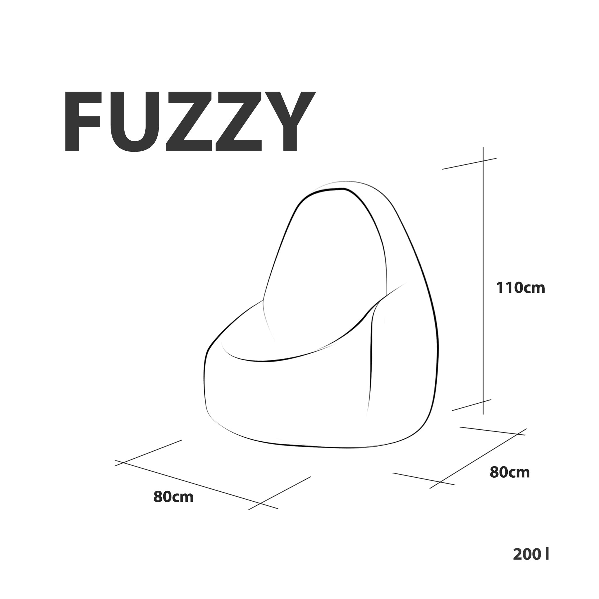Ecopuf Fuzzy | Pouf pour l'intérieur et l'extérieur 80x110 cm | Pouf Fauteuil pour Enfants et Adultes | Coussin ou Gaming | Livrés avec Rembourrage