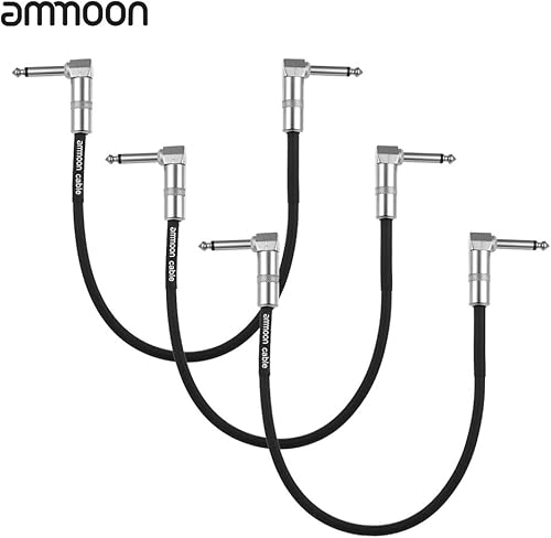 ammoon 3-Pack Gitarreneffekt Pedal Instrument Patchkabel 30cm 1 0ft lang mit 1 4 Zoll 6 35mm Silber rechtwinkliger Stecker schwarzer PVC-Jacke ammoon 3-Pack Gitarreneffekt Pedal Instrument Patchkabel 30cm 1 0ft lang mit 1 4 Zoll 6 35mm Silber rechtwinkliger Stecker schwarzer PVC-Jacke