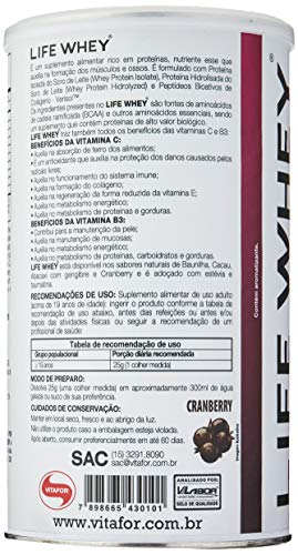 Life Whey Protein Isolado e Hidrolisado - 450g Cranberry, Vitafor