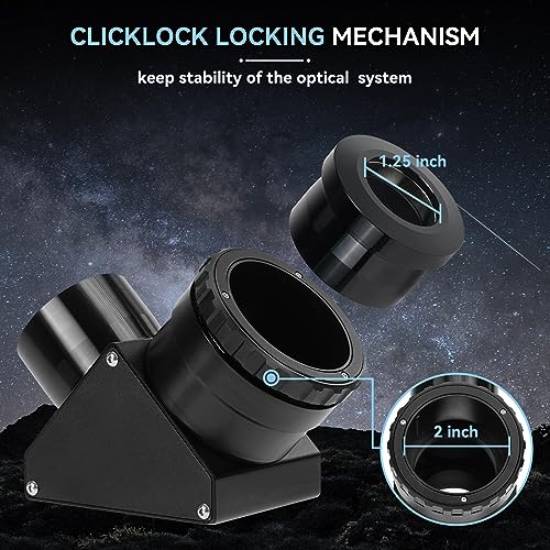 Svbony SV223 Diagonalspiegel, 2\ 90° Stern Zenitspiegel mit 1,25\ Adapter und Kohlefasermaterial, 99% Reflexionsvermögen, Zenitspiegel für Planetarische Deep Sky Visualisierung