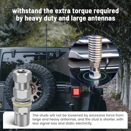 Image of Anina 2pc CB Radio Antenna Stub Mount Heavy Duty SO-239 Stud Mount for CB Radio Antenna Standard 3 /8 X 24 Threaded